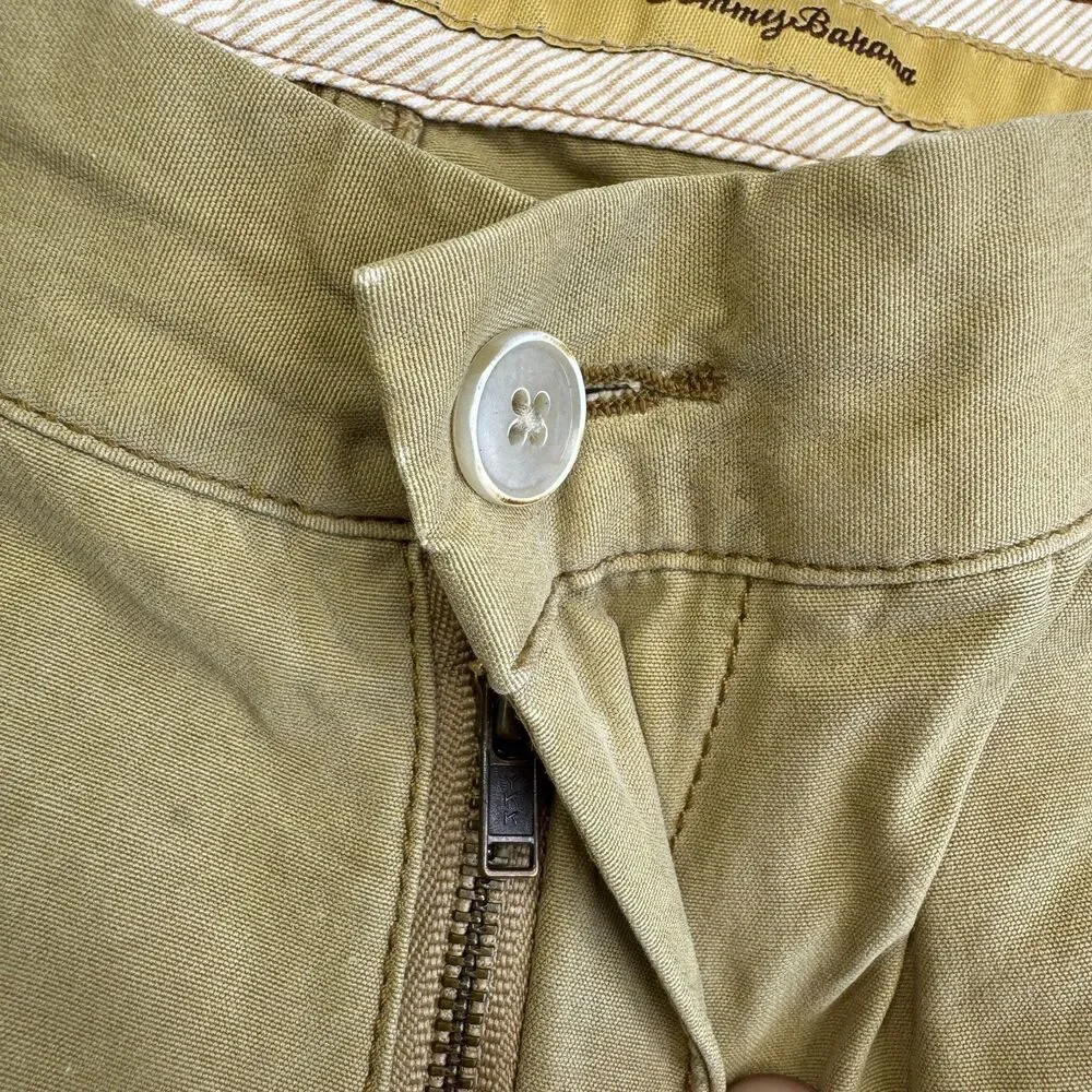 Tommy Bahama Chino Shorts Mens 30 Tan Silk Classic Fit Slash Pockets Flat Front